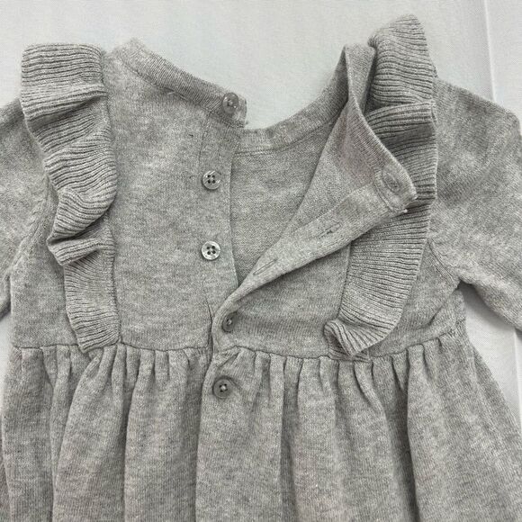 Carter's Baby Girl Long Sleeve Gray Embroidered Dress 12 months - Picture 3 of 8